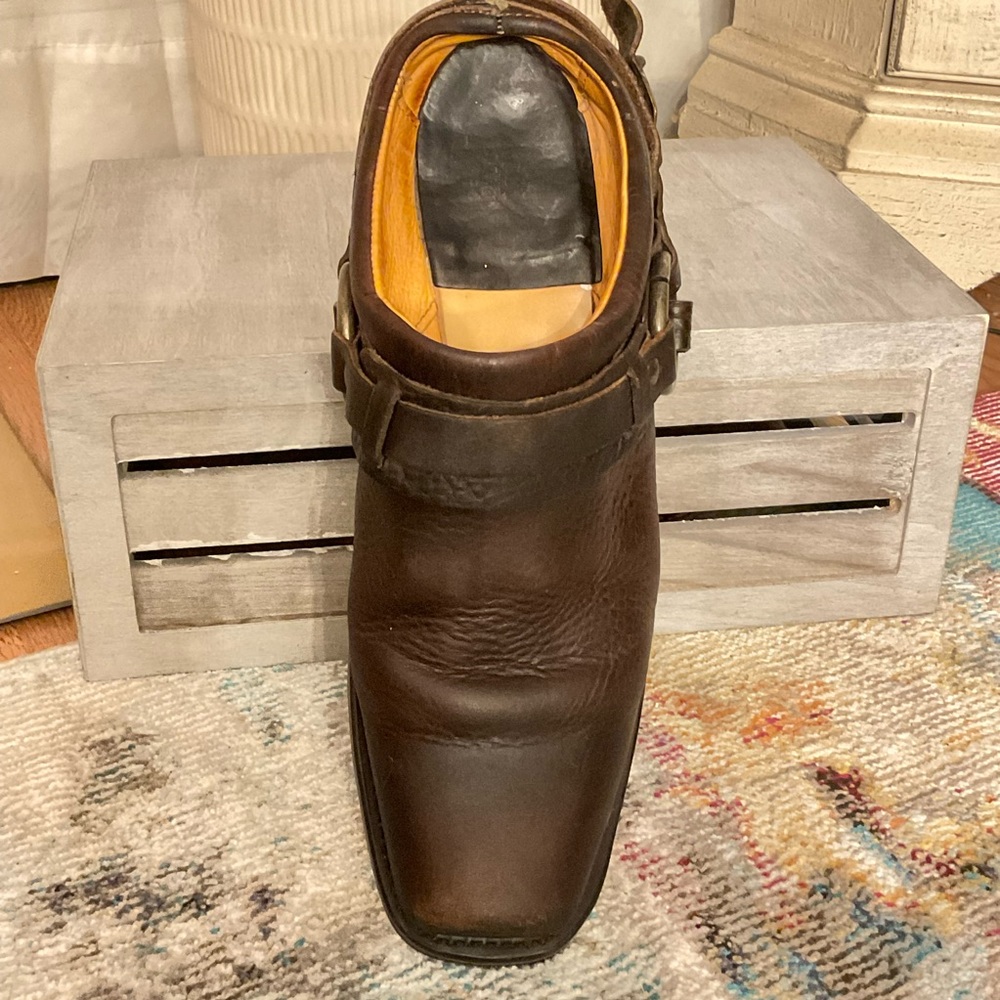 Frye Brown Leather Mules with Buckle Detail - Picture 9 of 16